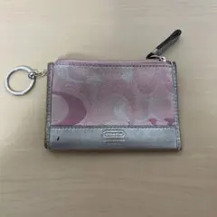 【中古】COACH コインケース キーリング付 シグネチャー