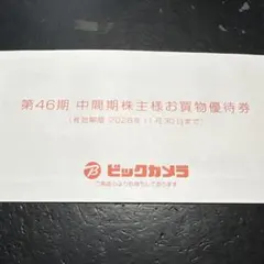 ビックカメラ 株主優待券 2000円分