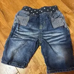 デニムブルー 星柄ゴムウエスト ショートパンツ