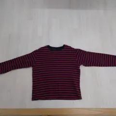 ネイビーと赤のストライプ 長袖カットソー