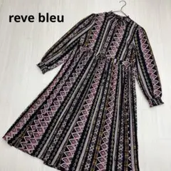 reve ble 幾何学模様 プリーツ ロング ワンピース ウエストリボン