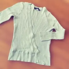 MICHEL KLEIN リブ編みカシュクールカットソー　38