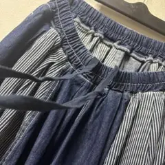 最終価格❣️美品❣️ミリミリ❣️バルーンスカート❣️デニム＆ストライプ地❣️のサムネイル