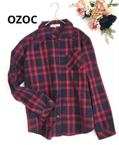 OZOC　オゾック　チェックシャツ　M　ネイビー×レッド