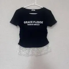 INGNI ブラック レース裾付き Tシャツ Mサイズ