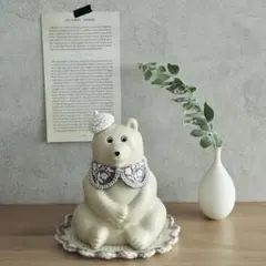 ちこぼー様専用　しろくま貯金箱　つけ襟　ベレー帽　パープル　2点セット