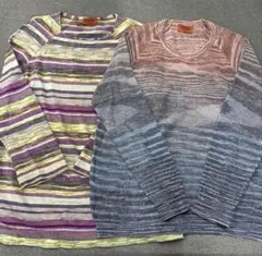 美品MISSONIミッソーニ アンサンブルニットマルチカラーボーダー柄