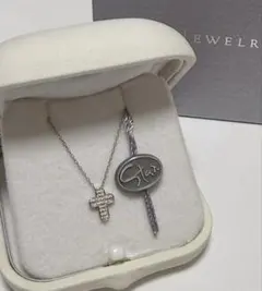 STAR JEWELRYダイヤモンドパヴェクロスネックレスK18ホワイトゴールドのサムネイル