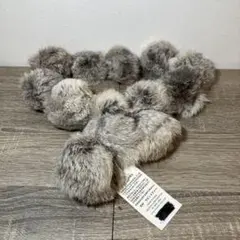 3F ② 新品 タグ付 ラビットファー マフラー ポンポン グレー 冬物 小物