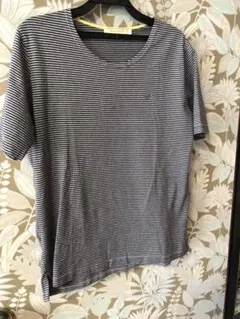 クロコダイル レディース L L ボーダー トップス Tシャツ ブラック グレー