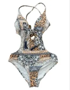 H&M ワンピース水着 EUR34 ペイズリー柄 カットアウト タッセル付きのサムネイル