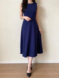 UNIQLO ユニクロ ネイビー ノースリーブ ワンピース ロング 美品 上品