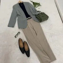 オフィスカジュアル きれいめコーデ売り 3点セット ノーカラージャケット美品