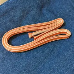 三分紐　オレンジ×白　約120cm　幅約9mm　正絹