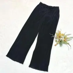 【ジーユー】プリーツドローストリングイージーワイドパンツ ブラック L ○