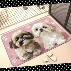 Shih Tzu 도어매트 플로어 매트 핑크 강아지 무늬 귀여운 욕실 매트