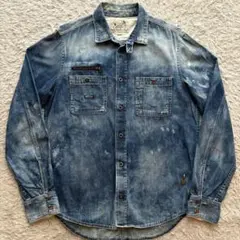 ★極希少★ DIESEL デニム シャツ ジャケット ダメージ加工 青 XL