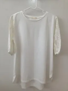 earth music&ecology レーススリーブTシャツ　ホワイト