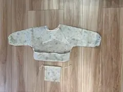 花柄長袖お食事エプロン 収納袋付き