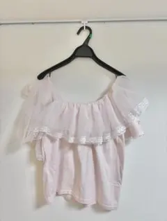LARME　Treat Urself　コラボTシャツ　カットソー　レース　ピンクのサムネイル