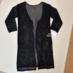 【新品未使用　タグ付き】ノーリーズ　ロングカーディガン　ブラック　メッシュのサムネイル