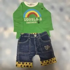 ミキハウスダブルビー90長袖Tシャツとパンツ2点セット