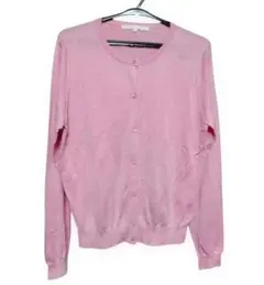 アナイ ANAYI シルク100％ ニット カーディガン 丸首無地38 ピンク