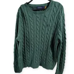 美品✨Polo Ralph Lauren グリーン ケーブルニット L