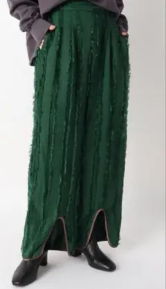 ZAMPA （urban hymns）ジャカードスリットワイドパンツグリーン