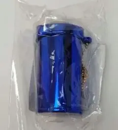 ポケットコインホルダー メタリック調 ブルー コインケース 新品 キーチェーン付