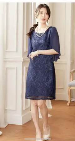 piro様美品CUI YINGスイエイフォーマルワンピース総刺繍ネイビー