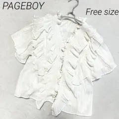 PAGEBOY フリルブラウス 白 シアー フェミニン フリーサイズ