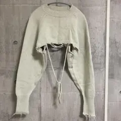 エモダ EMODA スーパークロップド クラッシュニット トップス アイボリー