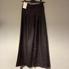 新品　ブラックチェック ワイドパンツ