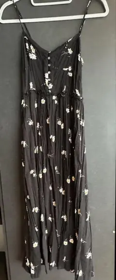 ZARA デイジー柄 ロングキャミワンピース ブラック Mサイズ