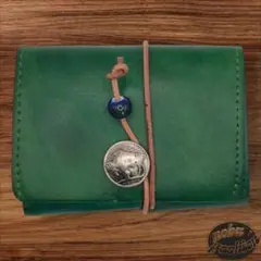 二つ折財布　本革　ハンドメイド　牛革　ミニ財布　コンパクト財布