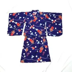 女の子浴衣 2way セパレート 紺色 いちご りんご飴120〜130cm - メルカリ