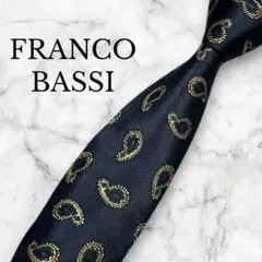 【美品】FRANCO BASSI　ネクタイ　GOLDEN 80 ペイズリー柄　紺