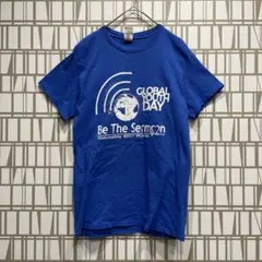 古着 GILDAN ★ 半袖Tシャツ ブルー プリント コットン 海外Tシャツ