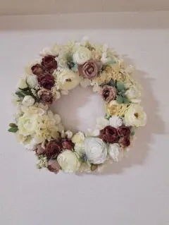 ハンドメイド 花のリース 直径約30cm