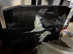黒漆塗 螺鈿細工 衝立 鶴 山水図 黒漆塗 螺鈿細工 衝立 鶴 山水図 - メルカリ