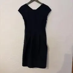 ザシンゾーン　ネイビー 半袖 ひざ丈ワンピース