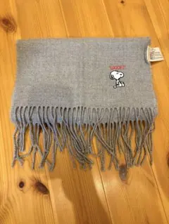PEANUTS スヌーピー 刺繍 マフラー グレー