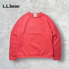LLBeanクルーネックコットンニットSサーモンコーラルピンクレディース古着