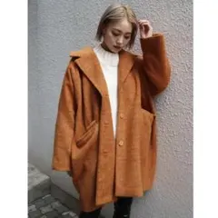 エモダ　バルキーワイドドルマンコート　ワイドコークンシルエット　ミドル丈　タグ付