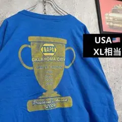 企業Tシャツ US古着 XL 青 NAPA 自動車 レース y2k 平成 夏