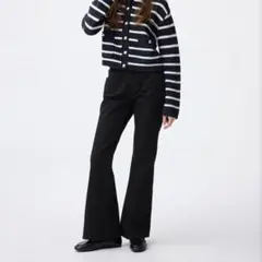 【GU】スリムフレアジーンズ Lサイズ ブラックデニム 美脚シルエット　黒