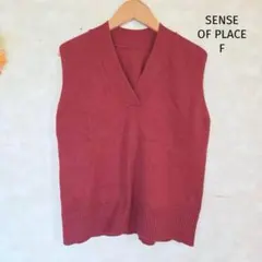センスオブプレイス ニットベスト F ノースリーブ ダークブラウン