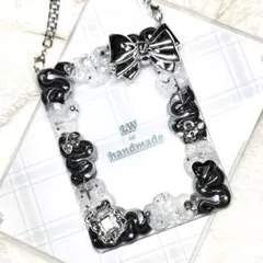 W932 ホイップデコ 硬質トレカケース 黒 白 リボン チェリー 南京錠