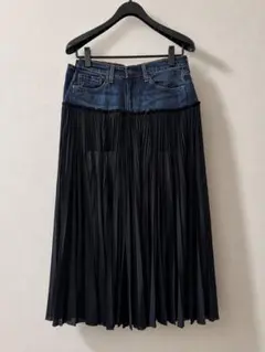 JUNYA WATANABE デニム&サテン 再構築ロングスカートSサイズ - メルカリ